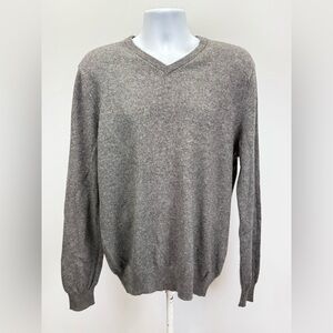 TAHARI Men's Charcoal gray 100% Cashmere V-Neck Sweater size XXL